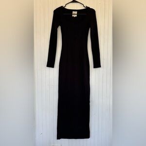 FOR DAYS Women's Black Ribbed Long Sleeve Maxi Dress Size XS